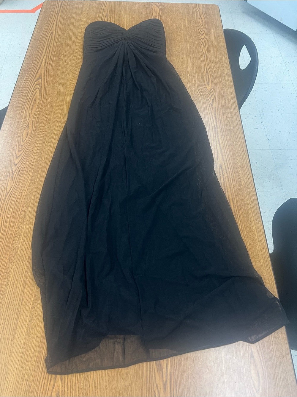 Tadashi Shoji Black Strapless Chiffon Evening Gown Size Petite Small